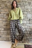 Padstow Stripe Smock Blouse Olive /20 Pre order 10 days 